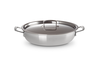 3-ply Stainless Steel Non-Stick Shallow Casserole with Lid