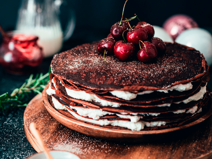 Black Forest-Style Crêpe Cake