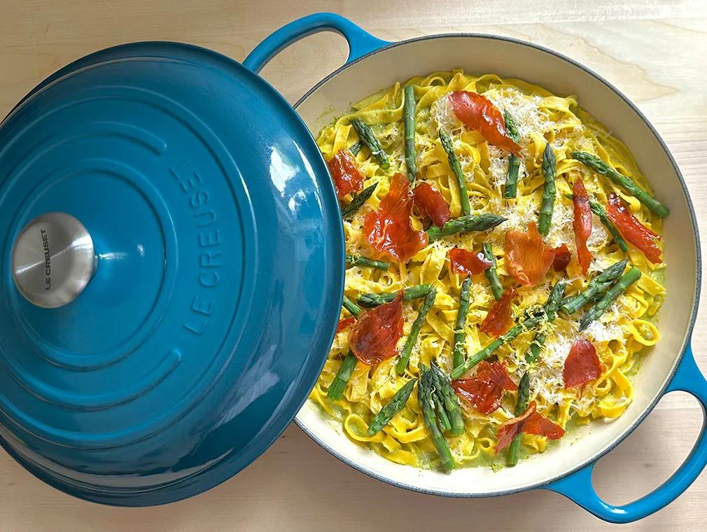 Asparagus and Crispy Prosciutto Tagliatelle